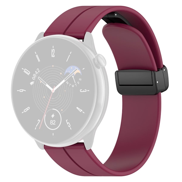 Magnetisk foldespenne 20mm silikonrem for Huami Amazfit Gtr Mini/ Gts 4/3/2 / Bip 3 Wine Red