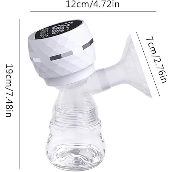 Bröstpump med LED-display, 3 lägen, tyst bärbar pump för nya mammor, vit