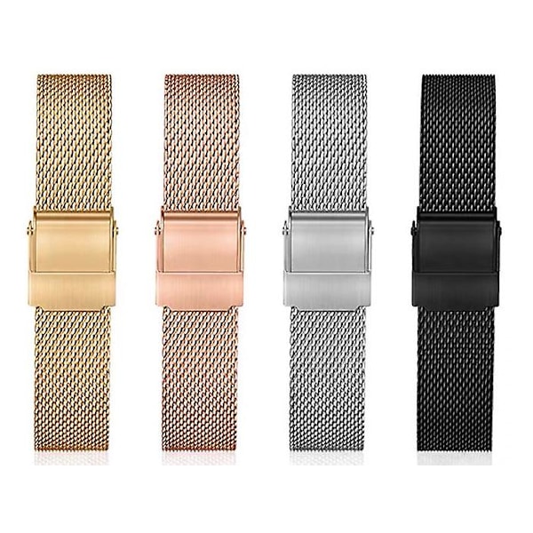 Klokkebånd i rustfritt stål for kvinner for menn, klokkestropper i mesh med hurtigutløsing 14 mm /18 mm Black 14mm