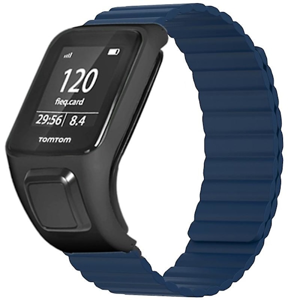 Silikoninen magneettinen ranneke TomTom Runner 2 / 3 / Spark / Adventurer -kellolle, kotelolla Midnight Blue