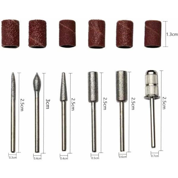 3-pakke negleslipebiter diamant neglebitssett neglefilbiter neglebortilbehør for elektriske neglefiler Bormaskin polske negler