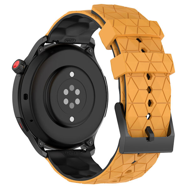 Huami Amazfit GTR 4 46mm:n jalkaranneke, jalkapallokuvioinen kaksiväri 22mm silikoniranneke Yellow  Black