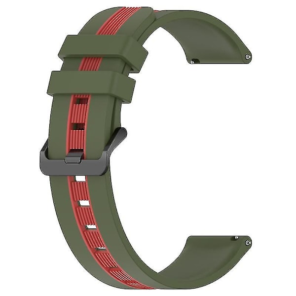 Til Huawei Watch GT 3 42mm/Watch GT Silikone Urrem Bredde 20mm Dobbelt Blød Rem Army Green Red H Samsung Galaxy Watch 5