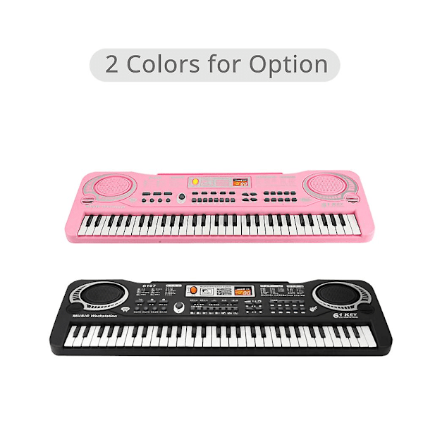 61 tangenter Elektronisk Orgel Usb Digital Keyboard Klaver Musikinstrument Børnelegetøj med mikrofon Black