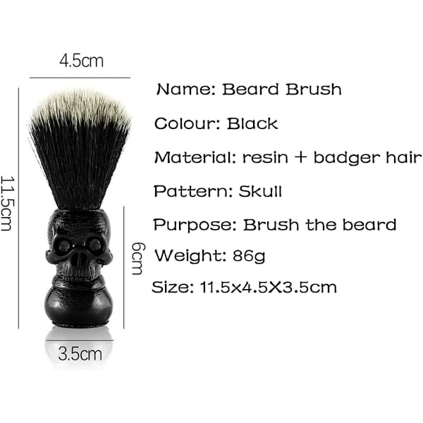 Barberkost med hodeskallehåndtak (Svart)