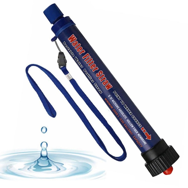 Personlig vannfilterhalm, 0,1 mikron 4-trinns vannrenser overlevelsesutstyr, bærbart vannfiltreringssystem Navy blue