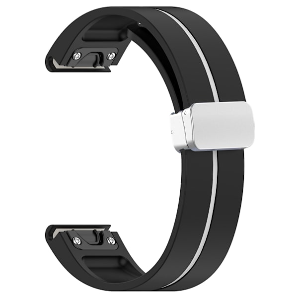 20mm kaksivärinen silikoninen magneettinen hopea solki ranneke Samsung Galaxy Watch 6/6 Classic/5/4 Black White