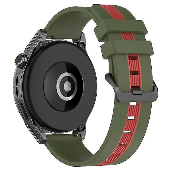 Sportband för Huawei Watch GT 3 SE/Watch GT, Dubbel 22mm klockarmband andningsbart mjukt silikonband Army Green Red