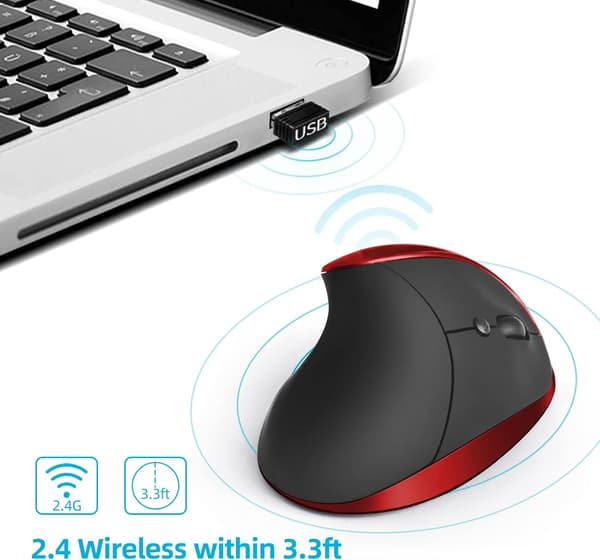 Ergonomisk vertikal mus, med 6 knapper for bærbar PC, stasjonær PC, Mac (lilla)