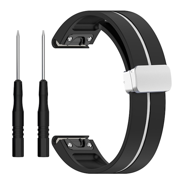 Dualfarvet 22mm rem til Garmin Fenix 7 / Forerunner 965/955/945/935, med sølvspænde Black White