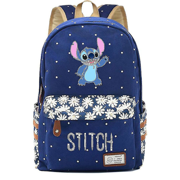 Ny Kawaii Stitch Gutt Jente Barn Skolebok Vesker Dame Bagpack Tenåringer Skolesekker Lerret Reise Laptop Ryggsekk Dark blue 5