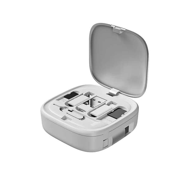 Sovitin - 6-in-1 USB-sovitin sisäänvedettävä latauskaapelisarja (valkoinen)