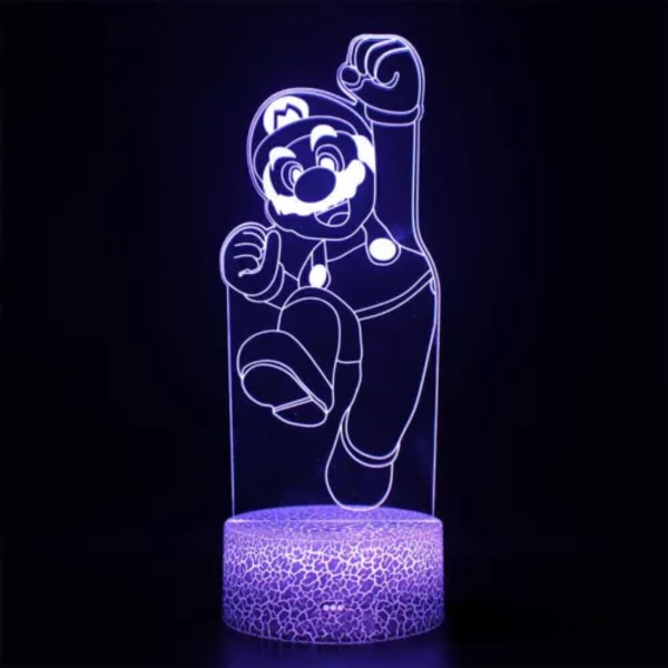 Super Mario Bros 3D LED Natlampe 7 Farver Skiftende Touch Control Skrivebordslampe△↑ A