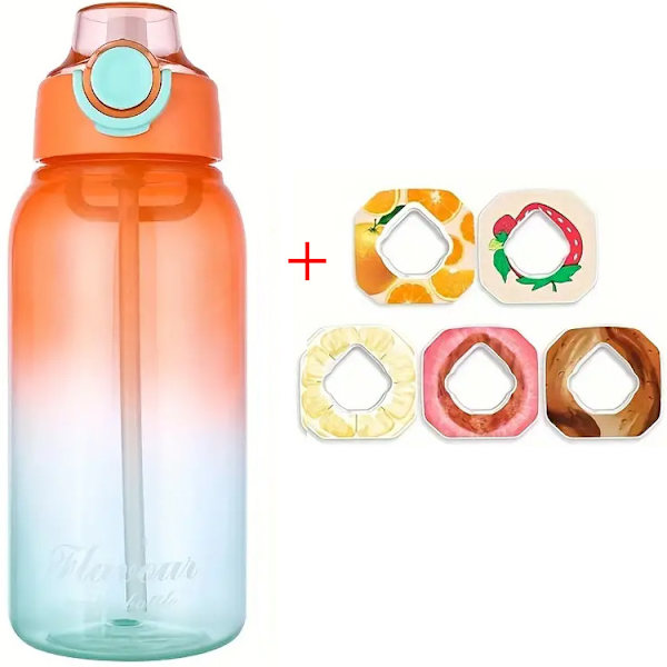 1000Ml Drikkflaske Sæt BPA Fri Med 5 Smagspods, 0 Sukker, 0 Kalorier Orange