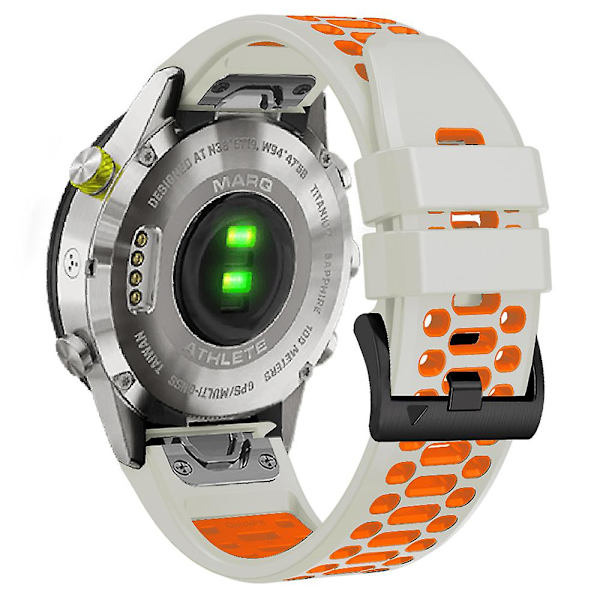 Til Garmin Fenix 7/ 7 Pro Silikonurrem 22mm Dual Color Band med 3 rækker huller Mist Grey Orange
