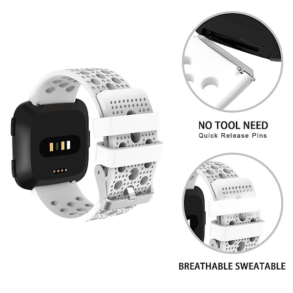 Andningsbar klockarmband för FITBIT Versa (vit) White