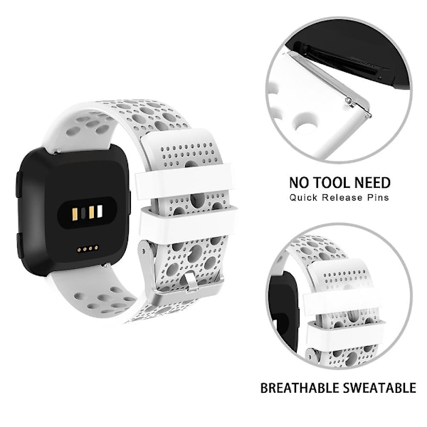 For FITBIT Versa Åndbar Urrem (Hvid) Til FITBIT Versa White