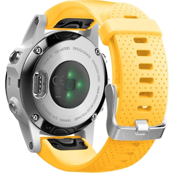 Erstatningsrem for Fenix ​​5s Plus/fenix 6s Pro/fenix 7s/d2 Delta S Smartwatch (sølvspenne-mørkeblå) Yellow