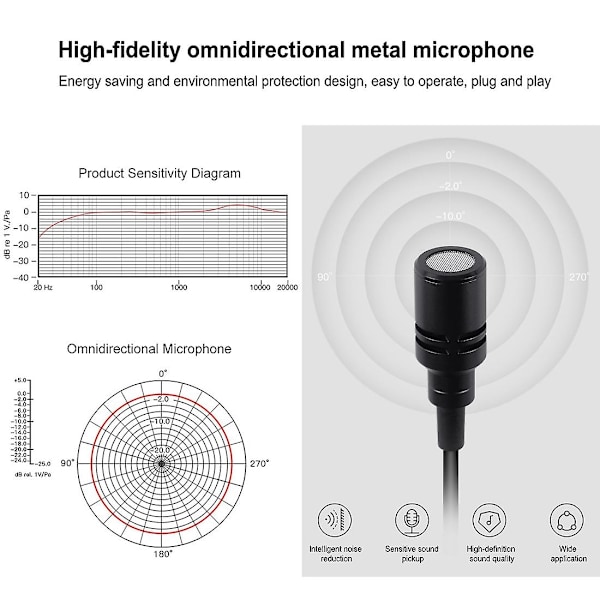 6m 3,5 mm Jack Lavalier-kabelmikrofon