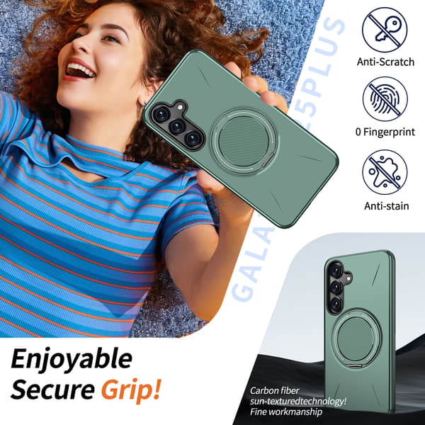Etui til Samsung Galaxy S24, roterende støtteben TPU + PC Green