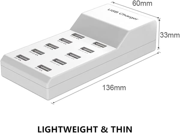 5V 2.4A USB-latausasema 10 portille