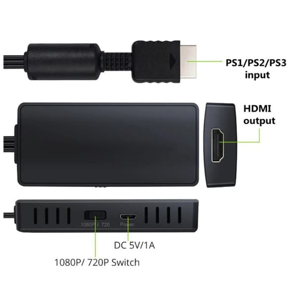 Adapter - 1080P til HDMI lydkonverter for PS1/2/3