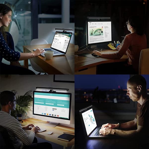 Skærmlysbar, USB-drevet LED-computerlys, 3 farvetemperaturer, 15 baggrundslysindstillinger