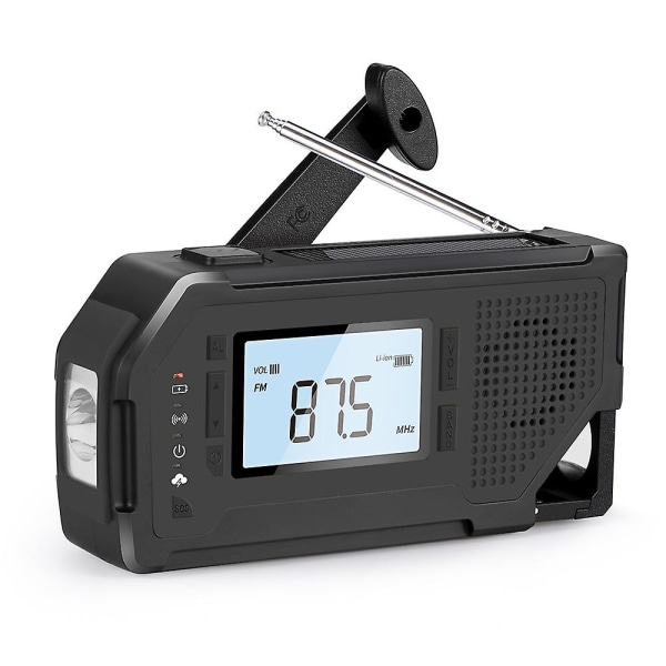 Emergency Solar Hand Crank Radio - Aiworth Am/fm/noaa Weather Radio, Portable Survival Radio With Led Ficklampa,mobilladdare, Sos Alarm For Hom black