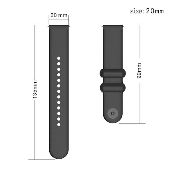 20mm knappelås silikonrem for Garmin Vivomove 3 / Garminmove 3 Starlight