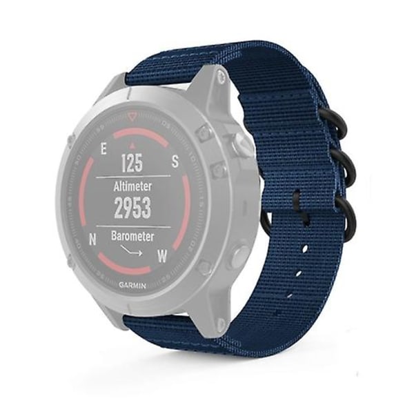 For Garmin Fenix ​​5 22mm tre-rings nylon klokkebånd TLY Mazarine