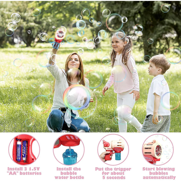Bubble Machine Gun, Auto Bubble Maker -ratkaisu taaperoille lapsille, kannettavat kuplanpuhaltimet lahjalelut
