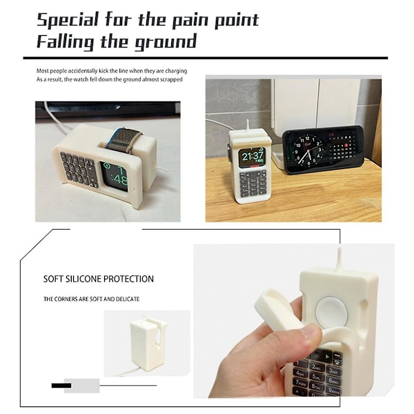 Silikone Dock Desktop Holder til Oplader Stand Retro Computer Mønster Opladningsbase-A