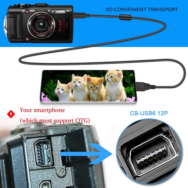 Adaptrar CB-USB6 12P till USB Typ C OTG-kabel, för Olympus E330, E-410, E-510, E520