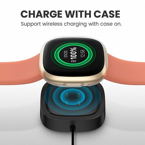 [3 pakkaus] Yhteensopiva Fitbit Versa 3 / Sense case kanssa Clear