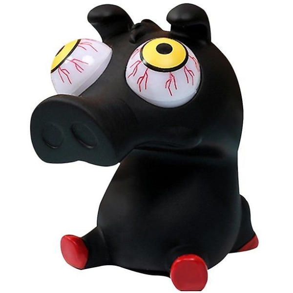 Tegnefilm Animal Squeeze Legetøj med Bom Out Eyes Stress Relief Popping Sensory Toy Black Pig