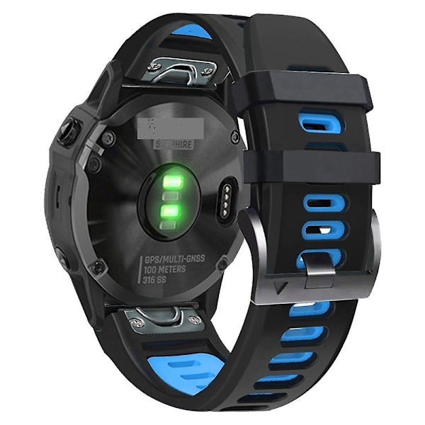 26 mm silikonikellon watch Garmin Descent Mk2:lle Black Sky Blue
