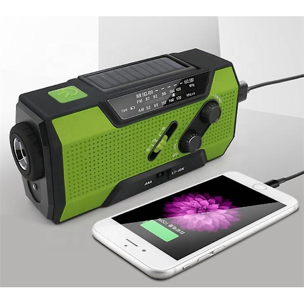 Vattentät Am/fm/noaa Handvev Radio för nödsituationer utomhus Solar Ficklampa Am / Fm / Wb Radio 2000mAh White