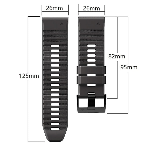 For Garmin Tactix Delta/Enduro vandrette striber silikone udskiftningsurrem justerbar håndledsrem Black  Brown