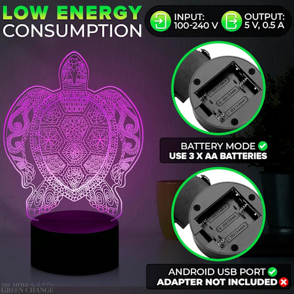 Sjösköldpadda Nattlampa Optisk Illusion Lampor - 3D Hologram Illusion Led Lampa För Sovrum Nattlampa