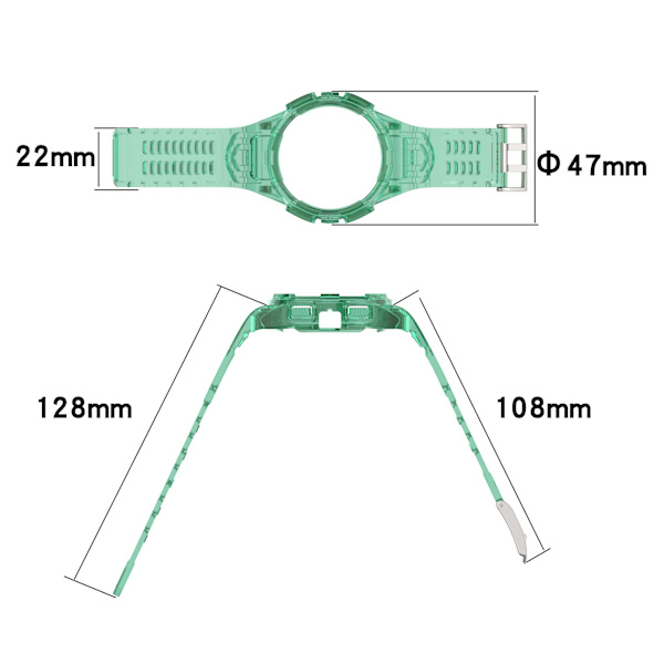 Silikone Watch Band Udskiftningsrem til Samsung Galaxy Watch4 44mm, med Integreret Watch Case Transparent Green