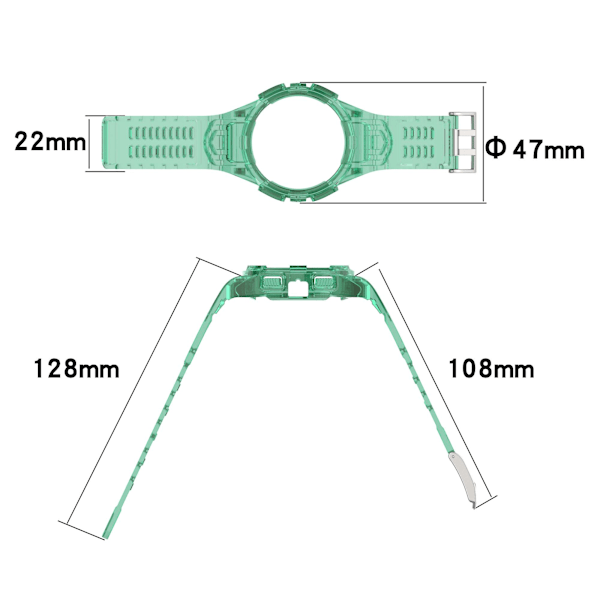 Silikoniranneke Samsung Galaxy Watch4 44mm -kellon rannekkeen vaihtohihna, jossa integroitu kotelo Transparent Green