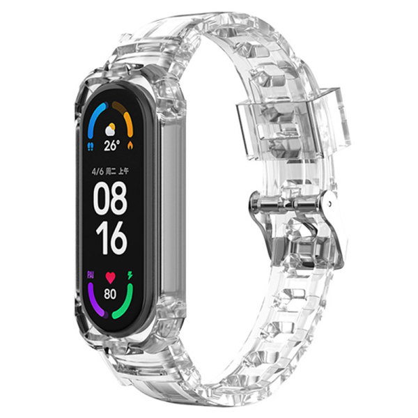 Rem til Xiaomi Band 7 6 3 4 5 NFC Transparent Urrem Silikone Armbånd Transparent For Xiaomi 567