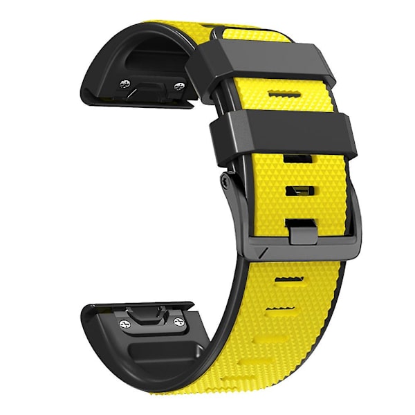 Dual-farge klokkebånd for Garmin Fenix 7 / Forerunner 965 / 955 / 945 / 935, diamanttekstur silikon erstatningsstropp Yellow Black