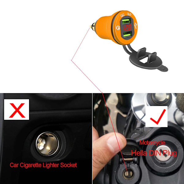 12v-24v Diy Usb-portin ulostulo Din-laturiliitäntä Tigerille Ducatin moottoripyörälle 12
