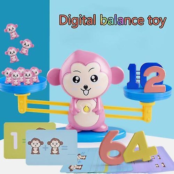 Match Game Toy Monkey Balanseskala Telling Lærerikt for barn Småbarn Gave Pink