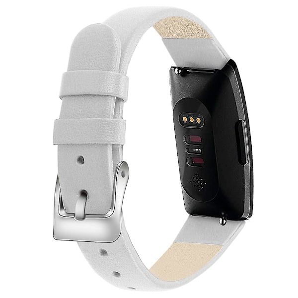 For Fitbit Inspire / Inspire HR Smart Watch Band Top-layer Cow Leather Wrist Strap, SIZE L-6.7-8.1 inches White