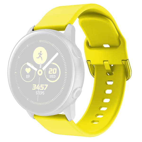 Samsung Galaxy Watch 5 40mm/44mm/Watch 5 Pro 45mm/Watch4 40mm/44mm/Watch4 Classic 42mm -neliön muotoinen solki, silikoniranneke Yellow