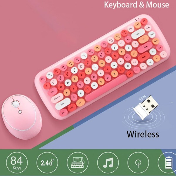 Mofii Wireless Mini Candy Keyboard Mus Combo Set Mix Color 2,4g Pink