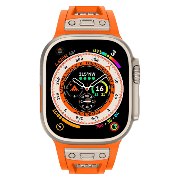 TPU-klockarmband för Apple Watch Ultra 2 Ultra 49mm / Series 9 8 7 45mm / 6 5 4 SE (2022) SE (2023) SE 44mm / 3 2 1 42mm Orange Titanium