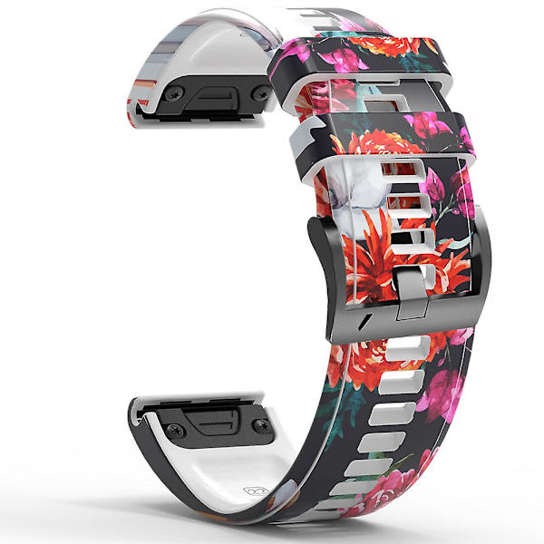 Hurtigudløselig urrem i silikone med trykt mønster til Garmin Forerunner 965/955/945/935 Style I